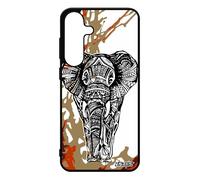 Coque Silicone Pour Galaxy S25+ Plus Elephant Animal Art Ethnique Tribal Noir Ganesh D'afrique Arbre Rigide Graphique Motif Case Pour Samsung