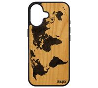 Coque Silicone Pour Iphone 16 Bois Carte Monde Planete Atlas Artisanal Antichoc Pays Motif Housse Design Texture Globe Gris Terre Apple