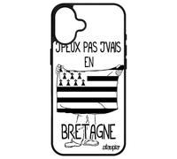 Coque Silicone Pour Iphone 16+ Plus J'peux Pas J'vais En Bretagne Unique Noir Foot 512 Go Drapeau Breton Humour Smartphone Football Apple