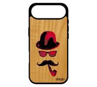 Coque Silicone Pour Iphone 17 Air Bois Monsieur Moustache 4g De Protection Case Original Vintage Peinture Telephone Rose Homme Gel