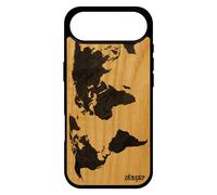 Coque Silicone Pour Iphone 17 Air En Bois Carte Monde Pays Atlas Gris Case Terre Smartphone Telephone Artisanal Etui Design Texture