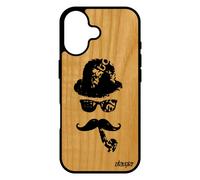 Coque Silicone Pour Iphone 17 En Bois Moustache Peinture Charlie Chaplin Vintage Telephone Personnalisé Chapeau Melon Homme Pipe De