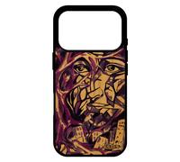 Coque Silicone Pour Iphone 17 Pro En Bois Et Portrait Street Art Rigide Violet Jolie Peinture Etui Fait Main Original Arbre Visage