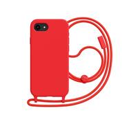 Coque pour iPhone 17e en Silicone avec Cordon en Nylon Tressé Ajustable Rouge