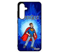Coque Silicone Pour S24 Fe Super Geek Bleu Original Humoristique Rigide Gamer Texte Drole Comics Heros Jeux Video De Pour Samsung Galaxy