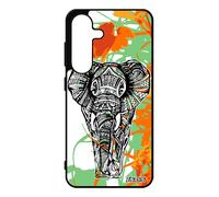Coque Silicone Pour Samsung Galaxy S25 Elephant Memoire Original D'asie Feuilles Dessin Garcon Zen Orange Tribal Savane Animaux Noir De