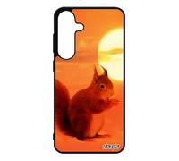 Coque Silicone Pour Samsung Galaxy S25+ Plus Ecureuil Roux Orange Couch¿ De Soleil Foret Petit Ciel Design Rigide Mignon Made In France