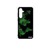 Coque silicone pour Samsung S24 FE Carte monde design atlas globe de protection smartphone dessin planete terre texture vert pour galaxy