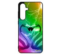 Coque silicone pour Samsung S24 FE flamand rose animaux etui jaune motif amour animal design multicolore orage coeur love 4G eclair pour galaxy