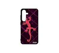 Coque silicone pour Samsung S25 salamandre Rouge portable design femme telephone lezard dessin grille mobile noir animal de pour galaxy