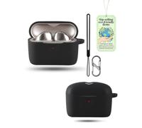 Coque Silicone pour SENNHEISER Momentum True Wireless 5, Étui Protection | Inclus Cordon & Mousqueton en 8 | Housse de Protection Souple Anti-Choc et Anti-Poussière pour Écouteurs Sans Fil, Noir