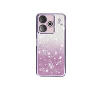 Coque Silicone pour Xiaomi Redmi 13 Motif Fleurs Pailletées et Strass Lavande