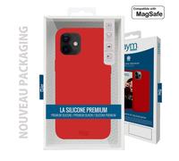 Coque Silicone Premium Rouge pour Apple iPhone 14 Plus -100% Silicone et Microfibre - Compatible Magsafe - Renforcée et Ultra Doux