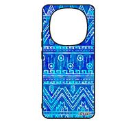 Coque Silicone Redmi Note 14 Pro/14 Pro+ Plus 5g Motif Azteque Color¿ Noir Original Dessin Bleu Texture Ethnique Fantaisie De Pour Xiaomi