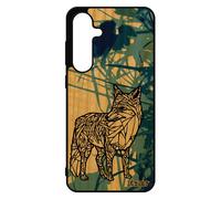 Coque Silicone Renard Pour Samsung S24 Fe En Bois Veritable Et Malin Souple Telephone Animal Bleu Azteque Original Graphique Roux Pour Galaxy