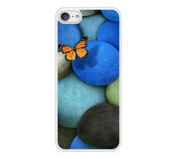 Coque Silicone Renforcée - Compatible Apple Ipod Touch - Design Papillon Galet Bleu