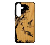 Coque Silicone Rigide S25 En Bois Oiseaux Mouettes Animaux Sm-S931b Animal Mer Souple Noir Peinture Arbre Design Gris Pour Samsung Galaxy