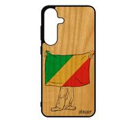 Coque Silicone S25+ Plus Bois Drapeau Congo Brazzaville congolais jo Foot Basket Rigide Republique du pour Samsung Galaxy