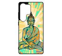 Coque Silicone S25 Ultra Bouddha Mobile Telephone Case Bouddhisme Soleil Assis Tibet Illustration Vert Made In France Pour Samsung Galaxy