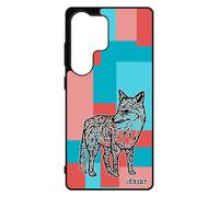 Coque Silicone S25 Ultra Renard Rose Cube Geometrique Dessin Rus¿ Cover Azteque Goupil Tribal Foret Souple Antichoc Pour Samsung Galaxy