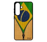 Coque Silicone S26+ Plus en Bois Drapeau bresil Bresilien Telephone Football Noir Case SM-S947B/DS Smartphone Basket pour Samsung Galaxy