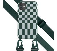 Selencia Selencia Coque design en silicone avec cordon amovible iPhone 11 Irregular Check Green Vert