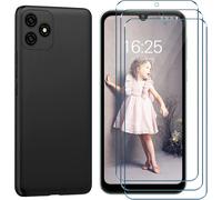 Coque Silicone Souple Anti-Choc Anti-Rayures Pour Oscal C20/C20 Pro + 3 Verres Trempés 9h - Protection Écran Et Appareil Photo, Ultra-Légère (Noir)