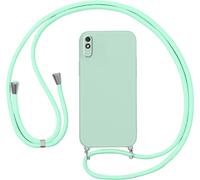 Coque Silicone Souple Antichoc Pour Xiaomi Redmi 9a/9at ¿ Étui Ultra-Mince Avec Sangle Tour De Cou Réglable Et Cordon Bandoulière Vert