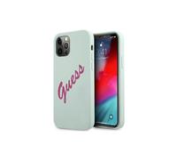COQUE SILICONE SOUPLE GUESS LOGO ROSE FUSCHIA POUR APPLE IPHONE 12 PRO MAX BLEU