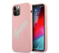 COQUE SILICONE SOUPLE GUESS LOGO VERT POUR APPLE IPHONE 12 12 PRO ROSE