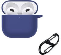 Coque Silicone Souple Pour Airpods 4 (2024) ¿ Protection Anti-Rayures Renforcée Avec Mousqueton ¿ Bleu