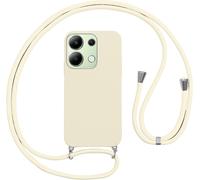 Coque Silicone Souple Pour Xiaomi Redmi Note 13 4g Avec Cordon Ajustable 1,6 M ¿ Lanière Épaule/Col, Protection Antichoc Et Antidérapante, Blanche
