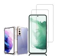 Coque Silicone Tpu Souple Pour Samsung Galaxy S22+ 5g/ S22 Plus 5g 6.6" Anti-Choc Ultra Résistant Avec Coins Renforcés - Transparent + 2 Films Verre Trempé - Transparent