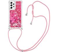 Coque Silicone Tpu Transparente Paillettes Liquides Pour Samsung Galaxy A53 5g - Étui Protecteur Scintillant Avec Lanière/Cordon De Cou Réglable (Jusqu'à 150 Cm)