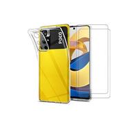 Little Boutik Coque Silicone Transparente + 2 Verres Trempes pour Poco M4 Pro 5G