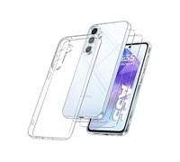 Coque Silicone Transparente + 2 Verres Trempes Pour Samsung Galaxy A55 5G