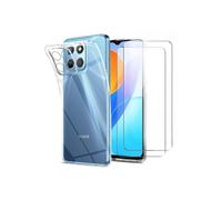 Coque Silicone Transparente + 2 Vitres Protection Ecran Pour Honor X6/Honor X8 5G/Honor 70 Lite 5G