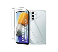 Little Boutik Coque Silicone Transparente + 2 Vitres Protection Ecran pour Samsung Galaxy M13 4G / M23 5G