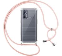 Coque Silicone Transparente Anti¿Chute Avec Cordon Réglable Et Bandoulière Rose Pour Oppo Realme Gt Master Edition 5g 6,43 Pouces