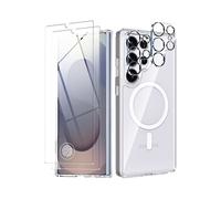 Coque Silicone Transparente Compatible Magsafe + Verres Trempes et Protections Camera Arriere X2 Pour Samsung Galaxy S25 Ultra