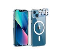 Coque Silicone Transparente Compatible Magsafe + Verres Trempes et Protections Camera Arriere X2 pour iPhone 13 - TECHTA