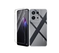 Little Boutik Coque Silicone Transparente + Vitre Protection Ecran pour Oppo Reno 8 Pro 5G