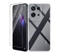 Little Boutik Coque Silicone Transparente + Vitre Protection Ecran pour Oppo Reno 8 Pro 5G