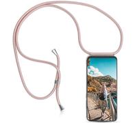 Coque Silicone Universelle Avec Lanière Tour De Cou Réglable Et Dragonne Détachable, Étui Transparent Or Rose Pour Samsung Galaxy A51 Et Smartphones