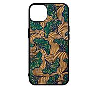 Coque Silicone Wax pour Apple iPhone 14 en Bois coloré Africain Ethnique Bleu Etui Motif Unique 4G Tissu Afrique Antichoc imprimé frêne