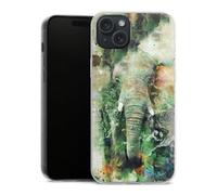 Coque Slim Compatible avec Apple iPhone 15 Plus Etui Silicone Ultra Fine Coque en Silicone Ultra Fine Éléphant Aquarelle Photographie