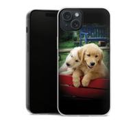 Coque Slim Compatible avec Apple iPhone 15 Plus Etui Silicone Ultra Fine Coque en Silicone Ultra Fine Chien Golden Retriever Chiot