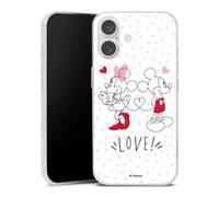 Coque Slim Compatible avec Apple iPhone 16 Etui Silicone Ultra Fine Coque en Silicone Ultra Fine Disney Mickey & Minnie Saint-Valentin