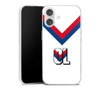 Coque Slim Compatible avec Apple iPhone 16 Etui Silicone Ultra Fine Coque en Silicone Ultra Fine Olympique Lyonnais Rétro Maillot