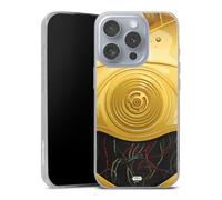 Coque Slim Compatible avec Apple iPhone 16 Pro Etui Silicone Ultra Fine Coque en Silicone Ultra Fine Or C-3PO Motif Star Wars